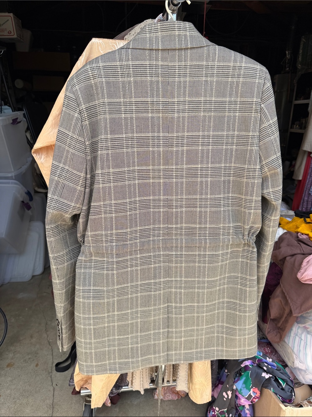 G label by GOOP Plaid Drawstring Waist Blazer Jacket - neutral check - Picture 7 of 8